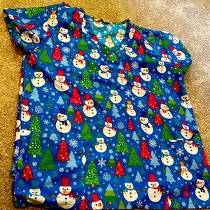 Snowman scrub top